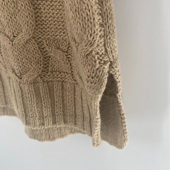 Talbots Womens Cable Knit Fisherman Sweater Linen Cotton Tan‎ 3/4 Sleeve Sz XS - Picture 4 of 10